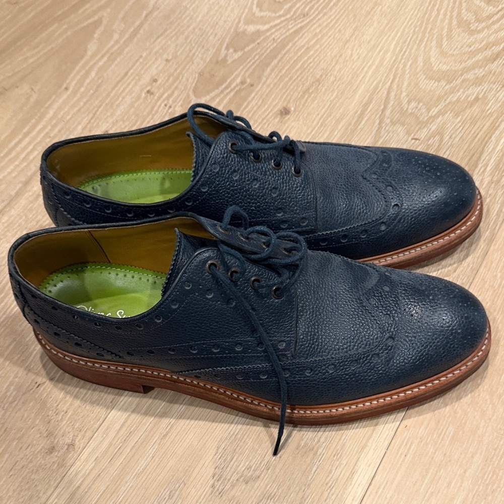 Elegant Navy Brogue Oxfords - Oliver Sweeney
